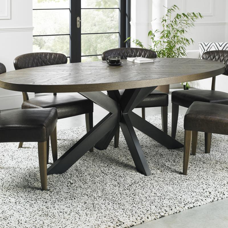 Bohemia Fumed Oak Oval Dining Table